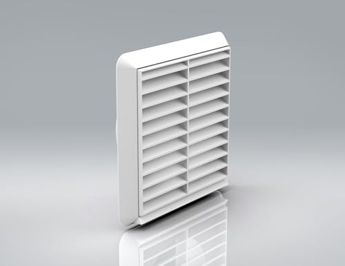 Square 100mm White Louvered Wall Ventilation Grille – Ideal for Extractor Fans, Bathroom Pipes, Wall, Ceiling, Bedroom, and Living Room – Duct Extractor Grill Cover