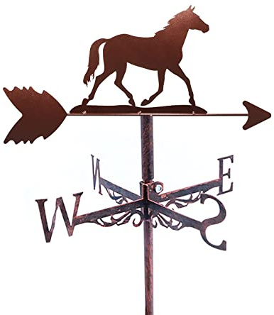 Wetterfahne Metall Wetterfahne mit Dachhalterung Gusseisen Pferd Dekorationen Windrichtungsanzeige für Outdoor Garten Dach Bauernhof Hof