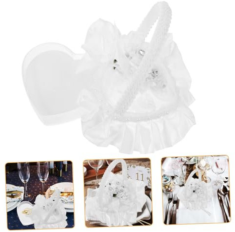Cabilock 3stücke Hochwertiges Herzform Ringkissen Aus Spitze Satin-ringbox Mit Praktischem Griff Für Hochzeiten Verlobungen Und Besondere Anlässe Design Für Ihre Zeremonie