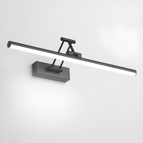 Klighten Led Specchio Lampada Bagno 40 cm, 12 W 970 LM Lampade da bagno, Rotating Lampada Specchio Bagno Ip44, Alluminio Applique da parete, Specchio Bagno 5500 K Bianco Freddo, Nero