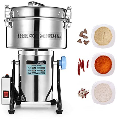 4500G Elektrische Getreidemühle Pulvermaschine Rostfreier Stahl Kräutermühle Swing-Typ Grind Getreidemühle Grinder Für Gemahlene Wurzeln, Kaffee, Gewürze, Mehl, Kernel, Olibanum, Milchwicke 32000 RPM