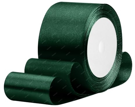 Dunkelgrün Satinband 50mm x 22 Meters Stoffbänder für Geschenkverpackungen, Blumensträuße, Kunsthandwerk und Hochzeitsdekoration