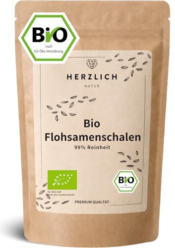 Bio Flohsamenschalen 500g | 85% Reinheit - Indische Flohsamenschalen - Ballaststoffreich, Laborgeprüft - Perfekt für Verdauung, Müsli, Joghurt, Backen | Zertifizierte Bio-Qualität | Herzlich Natur