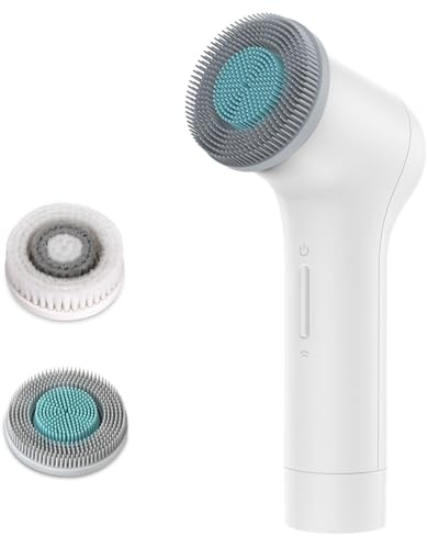MYCARBON Face Brush IPX7 Waterproof Electric Facial Cleansing Brush Device Beauty Skin Machine for Deep Cleaning/Gentle Exfoliating/Massaging/Tighten Skin(Beige) (White/Blue)