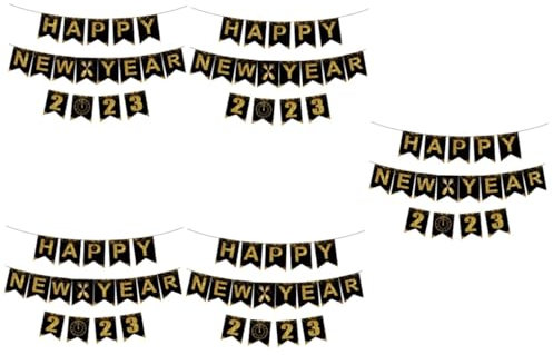 Vaguelly 5 Sätze 2023 Pull-Flagge Banner-Girlande Partyzubehör 2023-Banner weihnachtsdeko chinesische neujahrsdekoration Neujahrsvorräte für zu Hause Party-Layout-Requisite Papier