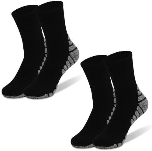 QIRUIRED 2 Pairs Mens Socks Wicking Breathable Cushion Comfortable Casual Crew Socks Outdoor Hiking Trekking Walking Athletic Socks Women XL