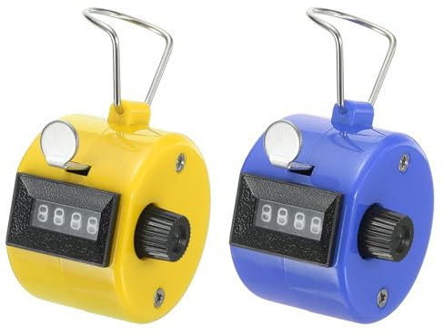PATIKIL Contatore Clicker, 2Pz 4 Cifre Contatore Click Pitch Meccanico Portatile per Allenamento Maglia, Golf, Giro, Pesca, Giallo-Blu
