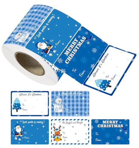 Weihnachtsetiketten-Aufkleber, 400 x weihnachtliche Namensschilder, Dekorationen, selbstklebende Bastelpapieraufkleber, Weihnachtsetikettenaufkleber,Weihnachtsgeschenketiketten 7,5 x 5 cm für Festival