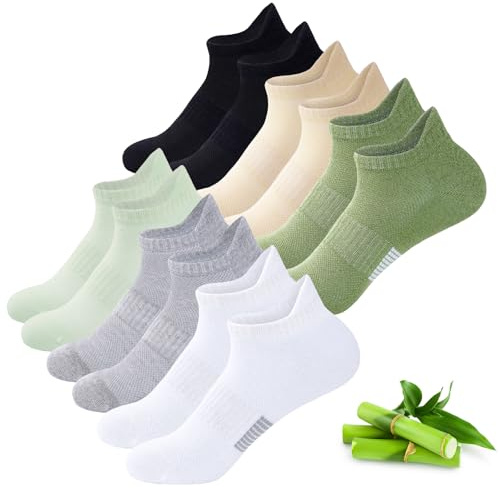 inWarm 6 paia di calzini da ginnastica in bambù，traspiranti，running e sportivi per donna, corti e confortevoli, con elegante confezione regalo per donne e ragazze Multicolore M