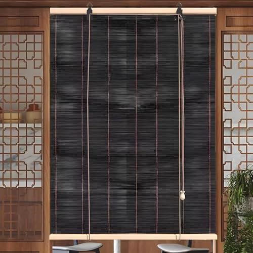Eiauiuo Bambusrollo Bamboo Blinds Sonnenschutz Raffrollo Sichtschutz Bambusvorhang Jalousien Verdunkelungsrollo UV-Schutz Lichtfilternde-Rollo für Türen & Fenster(130x270)