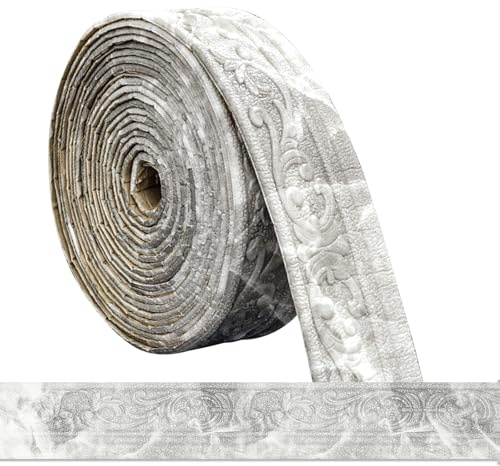 Bordüre Selbstklebend -10m x 8cm x 5mm- 3D Stuckleisten Wand, Zierleisten Selbstklebend, Wasserdicht Wandbordüre,Leisten Selbstklebende,Roll Border Trims für Ecken Linien Decken Dekoration,Marmorgrau