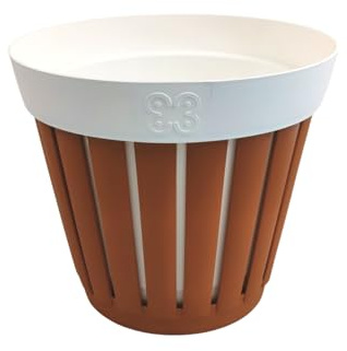 Ecoplast Macetero Kreta de plástico Reciclado, cubremaceta para Plantas, Color Pardo, 9 l