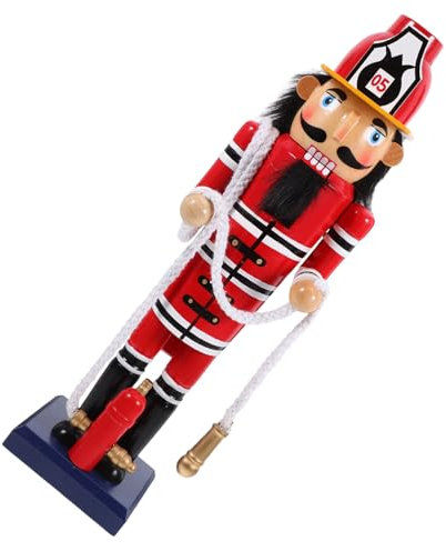 VERDANVERSE Decoración De Navidad Adorno De Madera De Nutcracker De Bombero para Escritorio Figura Festiva para Hogar y Eventos