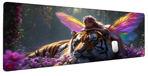 Tiger Mauspad Groß Mousepad XXL 1500x800mm Elf Mauspad Gaming Zubehör Gadgets, Desk Mat Schreibtisch Deko Schreibtischunterlage, Spezielle Oberfläche Wasserdicht Maus Pad Rutschfeste Gummibasis J-1