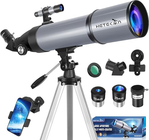 Telescope, 80mm Aperture 600mm Telescopes for Adults, Astronomical Portable Refractor Telescope for Kids & Beginners, for Moon Star Observation with Phone Adapter & Carrying Bag