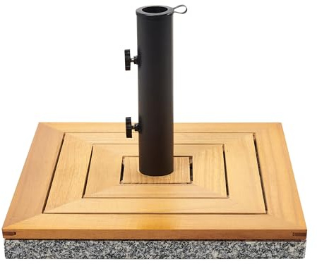 Beliani Base de Parasol en Bois Granit Acier Carré 45 x 45 cm 21 kg Marron Ceccano