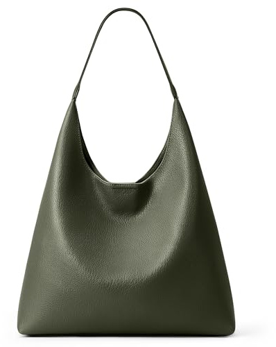 KALIDI Damen Shopper Hobo Tasche Handtasche Schultertasche PU Leder Vintage Tote Bag mit Knopfverschluss Groß für Arbeit Schule Shopper Lässige täglich