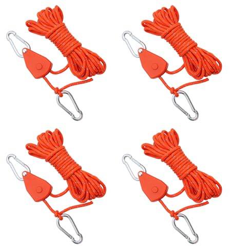 BEELUKY 4 Stück 4mm Verstellbare Seil Ratsche, 4m, Orange