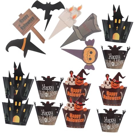 Cabilock Lot De 2 Moules À Cupcakes Avec D'halloween : 2025, Motif Citrouille, Araignée, Crâne, Caissettes À Muffins Pour Décorations De Fête