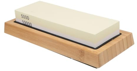 ULTECHNOVO Afilador De Cuchillos Con Piedra De Corindón y Base De Bambú Para Afilar Cuchillas De Afeitar o Reparar Bordes De Cuchillos La Cocina