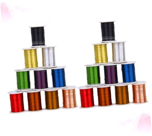 WOONEKY 20 rollos Hilo de Cobre Colorido para Joyería DIY Cordón Flexible y Duradero para Pulseras Macramé Material para Manualidades y Abalorios Colores Aleatorios Color Color Aleatorio