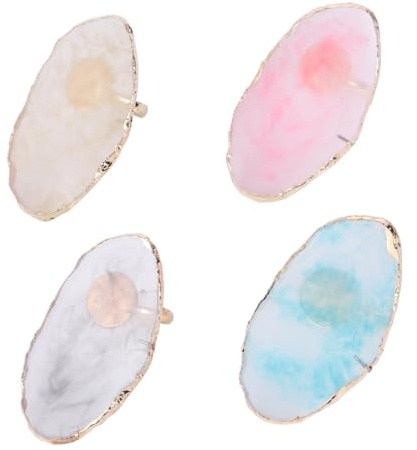 ELAYARD 4pcs Resin Nail Art Mixing Tray Portable Manicure Paint Tray Delicate Form and Mini Appearance for Home and Party Use