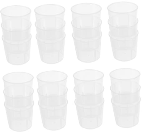 Kisangel Tazas Medidoras para Reptiles y Anfibios, Vasos de Alimentación Reutilizables de Plástico Resistente, 100 Unidades Pequeñas Escala Clara, para Alimentación Cuantitativa