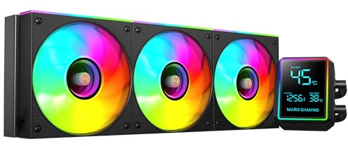 Mars Gaming ML-LCDPRO360 Raffreddamento Liquido AIO 600 W TDP, Schermo LCD 2,8 Multimonitor, Pompa 4ª Gen Opti-Chamber con Base in Rame, 3× Ventole 120 mm ARGB Infinity Mirror, Nero