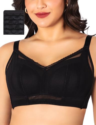ANYIRIS Soutien Gorge Femme Minimiseur sans Armature Grande Taille Couvrance Totale Brassiere Noir 115F