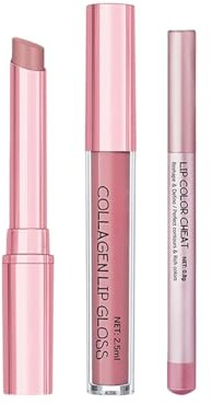 Holdes Coffret Crayon à Lèvres et Brillant à Lèvres - Set de Maquillage Tenue Longue | Rouge à Mat Anti-Trace | Pour Filles Les Jours Soirée Fêtes Voyage Rendez-Vous Événement