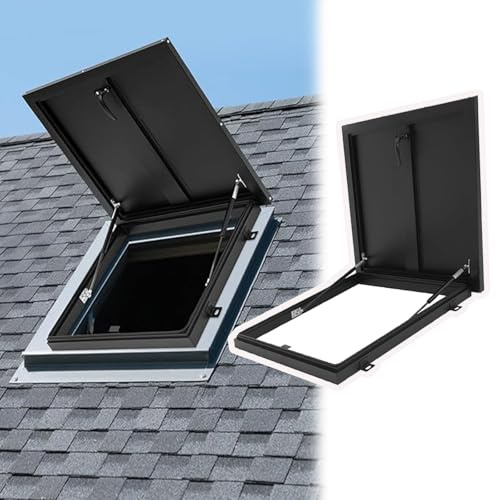 Roof Access Hatch Security Door Galvanized Steel Skylight Lid with Handle,Attic Cellar Exit Cover,Commercial Rooftop Maintenance Hatch,Rainproof Roofs Skylight for Home Industry,38x40in(96.5x101.5cm)