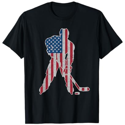Camiseta De Hockey con Bandera Americana para Hombre Y Niña, Camiseta