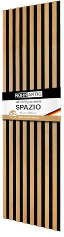 wohnartig® Akustikpaneele SPAZIO 1,404 m² – 260 cm x 54 cm* Set – (Set = 2 Stück 260 cm x 27 cm) | Farbe: Eiche Palermo 550 | Wandverkleidung | Akustikpaneel | Wandpaneele auf Filz | Akustikfilz