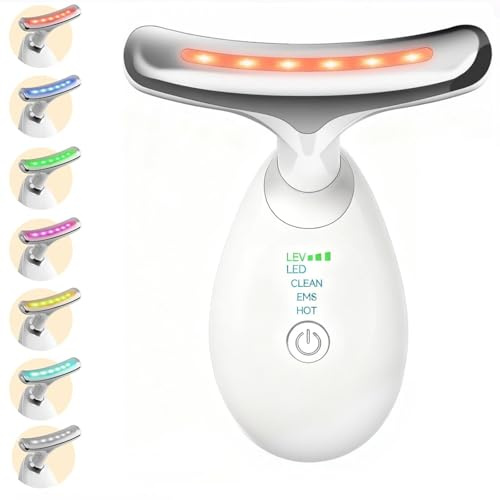 Face Massager, Face Sculpting Tool 7-in-1 with 45±5°C Heat & 7 LEDs, Led Face Sculptor with 3 Vibration Modes, Face Lifting Device for Neck & Face Contour, Facial Massager for Skin Toning & Wrinkle