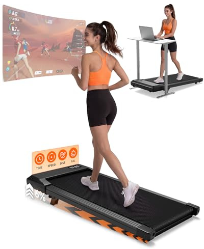 MJWW Raceable Walking Pad mit 6%-9% Steigung, 2.5/3.0 HP Klappbares Laufband für Zuhause & Büro mit APP-Steuerung, Leise Schreibtisch Laufband mit AI-Training, LED-Anzeige
