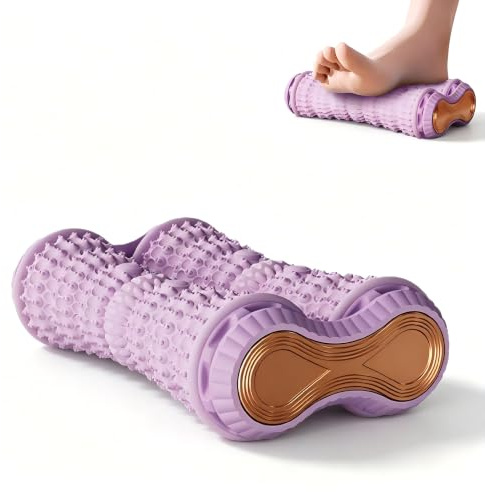 Fotmassagerulle för plantar fasciit, fasciarulle för fötter, fotrullar, massagerullar, bärbar gummimassagerulle för att lindra fotvalvs- och hälsmärta, stressreducering (lila