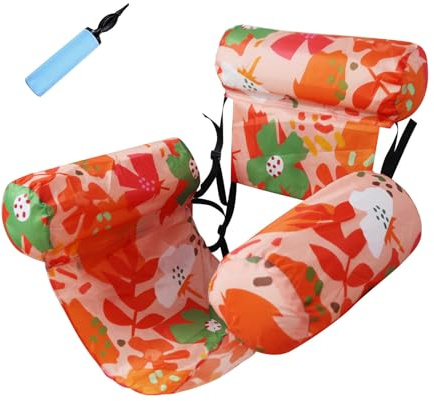 Aufblasbare Pool schwimmenden Stuhl, bequemen Stoff bedeckt aufblasbare Pool Lounge Stühle, Pool Stuhl Lounge schwimmt für Party Sommer Wasser Strand Spaß (Orange feuille d 'érable)