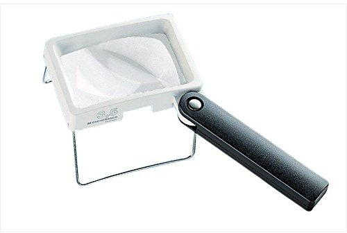 Eschenbach Asphärisches Leseglas combiPLUS [2034] als Handlupe und als Standlupe einsetzbar, 75 x 50 mm, 3,5x Vergrößerung, 10 Dioptrie, inkl. Etui