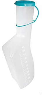 Ratiomed 122520 Urinflasche Männer, eckig, autoklavierbar, durchscheinend, güner Deckel, 1 Liter