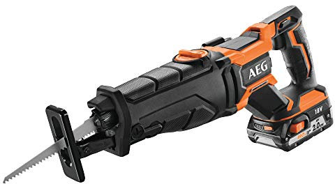 AEG BUS18BL-0 - Sierra de sable inalámbrica (18 V, longitud de carrera 28 mm, sierra con sistema de fijación Fixtex, iluminación LED, sin batería)