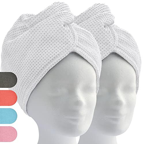 ELEXACARE Toalla Microfibra Pelo (2 Piezas, Color Blanco), Toallas para Secar el Pelo, Secado Rápido, Antideslizante, Suave y Cómodo