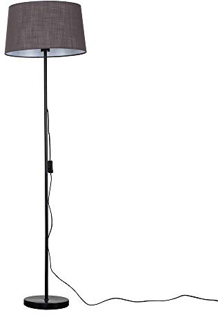 MiniSun | Modern Standard Floor Lamp in a Black Metal Finish with a Faux Linen Dark Grey Tapered Shade | Floor Lamps, Home Décor & Improvement Essential | Includes Bulb [3000K Warm White]
