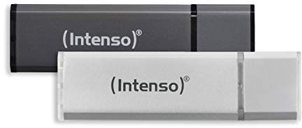 Intenso Alu Line 2x 32 GB USB-Stick USB 2.0, silber und anthrazit (Doppelpack) | Hochwertiger USB-Speicherstick im Aluminiumgehäuse, 64 GB Gesamtkapazität, Federleichtes Design mit nur 4 g Gewicht