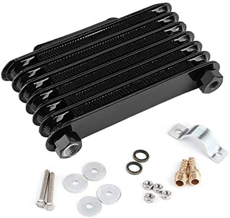 KIMISS Radiador de aceite universal 7 filas, para moto refuerzo de aluminio, mejora la refrigeración del motor, accesorio para ATV y dirt bike