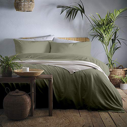 Appletree Cassia - Relaxed Cotton Duvet Cover Set, 100%, Khaki, Single