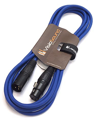 Premium Microphone Lead Male XLR to Female XLR Balanced Cable (Blue, 3m) | Professional Tour-Grade Noiseless OFC Balanced Microphone, Signal, Audio Cable / 10 Colours