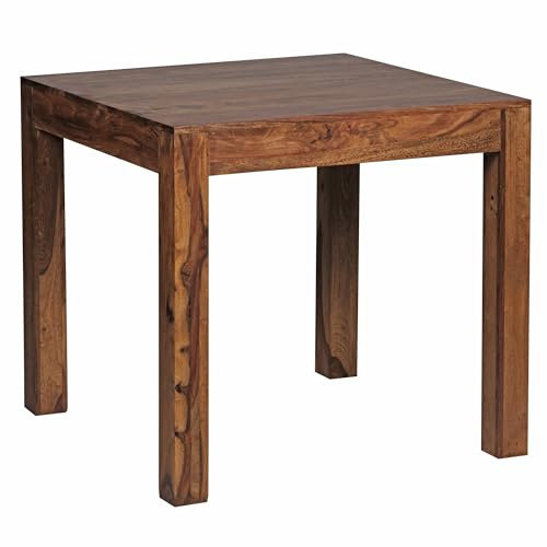 KADIMA DESIGN Esszimmertisch Sheesham Massiv 80x80x76 | Quadratischer Holztisch mit Naturmaserung | Esstisch für Kleine Wohnung & Essecke | Dunkelbraun Kompakt | NAKO Serie