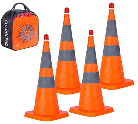 Cônes de sécurité cônes de signalisation Pliables Pop - up Polyvalents avec Cercles réfléchissants pour Le stationnement Routier Multi-usages (4, 70cm)