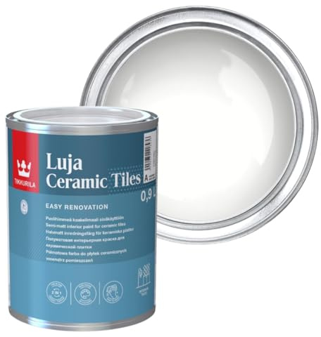 TIKKURILA Luja Ceramic Tiles - Semi-matt paint for Ceramic Tiles - White & 15+ Colours (Customise Now) (1 Liter)