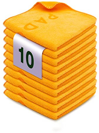 P PADOMA Reinigungstücher 10 Stück Microfasertücher in 2 Farben Mikrofasertücher Tuch 30x30 cm - Allzwecktücher-Fenstertuch (Orange)